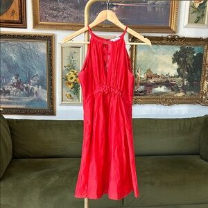 Esley Vibrant Red Cotton/Silk Dress